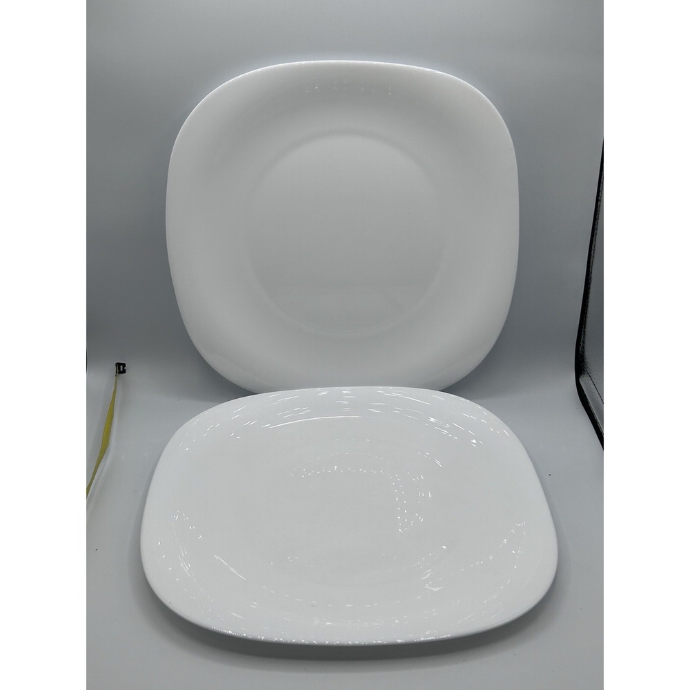 Bormioli Rocco 12in Parma Tempered Opal Glass Dinner Plate Square Set Of 2‎